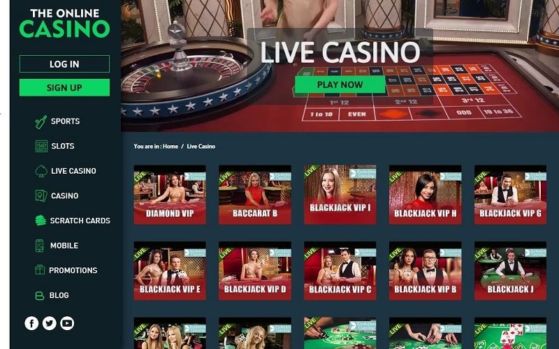 Live casino games at theonlinecasino ca