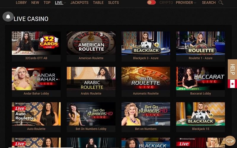 KIng Billy Casino live casino games Canada