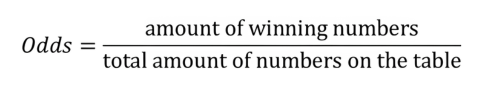 Roulette odds calculation of winning numbers vs total numbers on the table